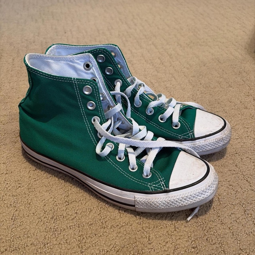 Converse High-Top Canvas Sneakers in Green with White Details